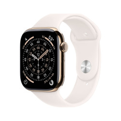 Apple Watch Series 11 GPS + Cellular Gold Titanium Case with Light Blush Sport Band